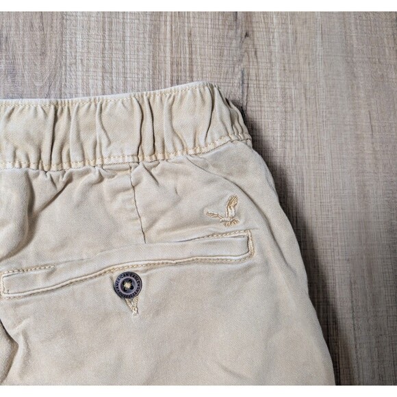 American Eagle Size M Jogger Pants Khaki Beige Drawstring Elastic Waist Pockets - Picture 6 of 10